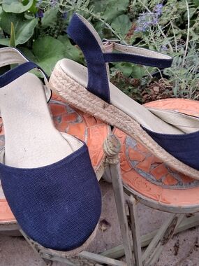 Navy Canvas Espadrille Slingback Sandals